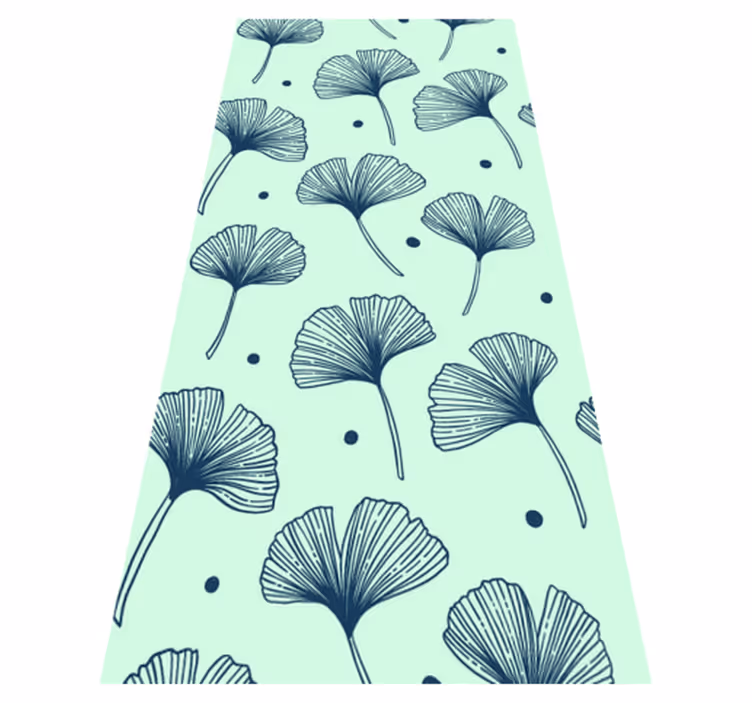 Alfombra vinílica cocina papel tapiz floral azul - TenVinilo
