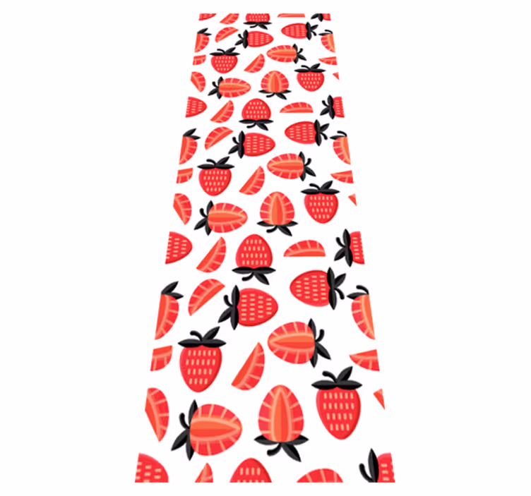 Alfombra vinílica cocina patrón realista fresas rojas - TenVinilo
