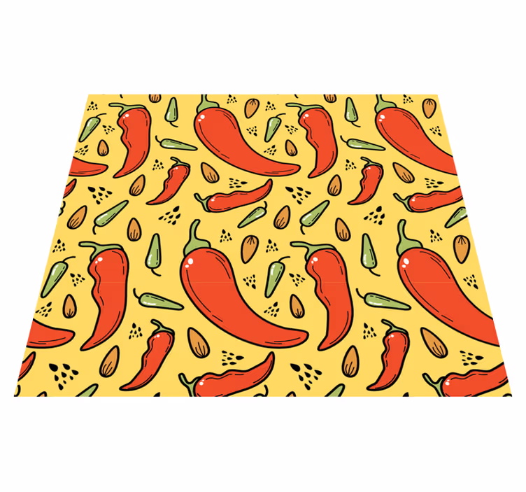 Alfombra vinílica cocina chile rojo y verde - TenVinilo