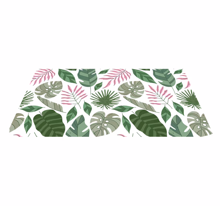 Alfombra vinílica flores jardín tropical minimalista - TenVinilo