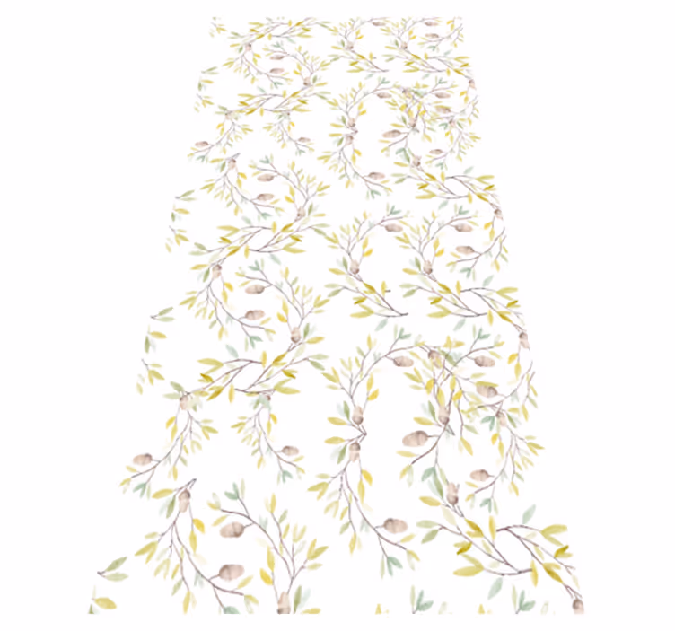 Alfombra vinílica flores diseño de hojas verdes acuareladas - TenVinilo