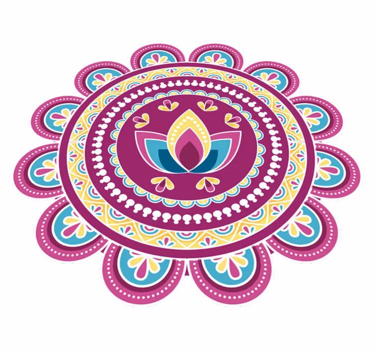 Alfombra vinílica flores mandala loto colorido - TenVinilo