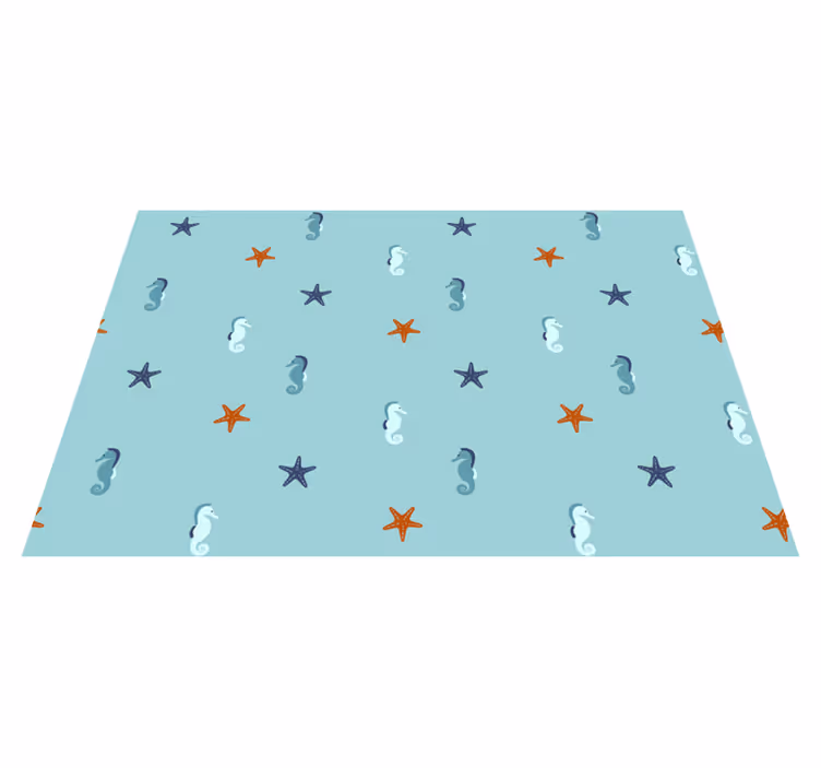 Alfombra vinílica flores caballito de mar y estrellas - TenVinilo
