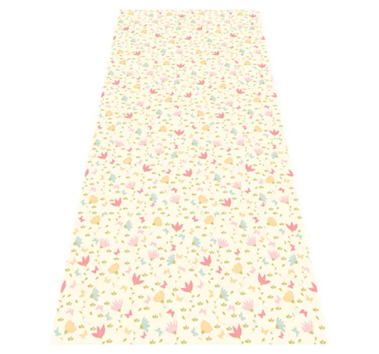 Alfombra vinílica dormitorio flores y mariposas - TenVinilo