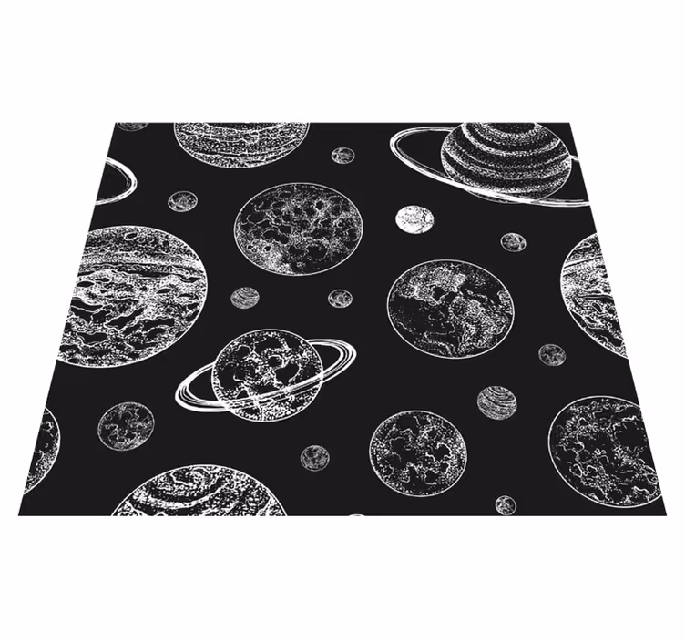 Alfombra vinílica estrellas espacio en blanco y negro - TenVinilo