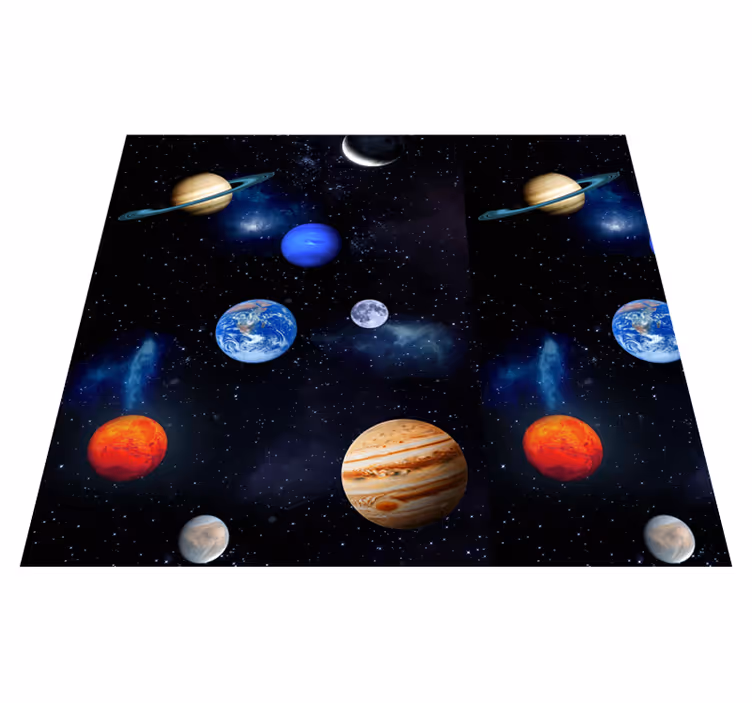 Alfombra vinílica estrellas cosmos espacio planetas - TenVinilo