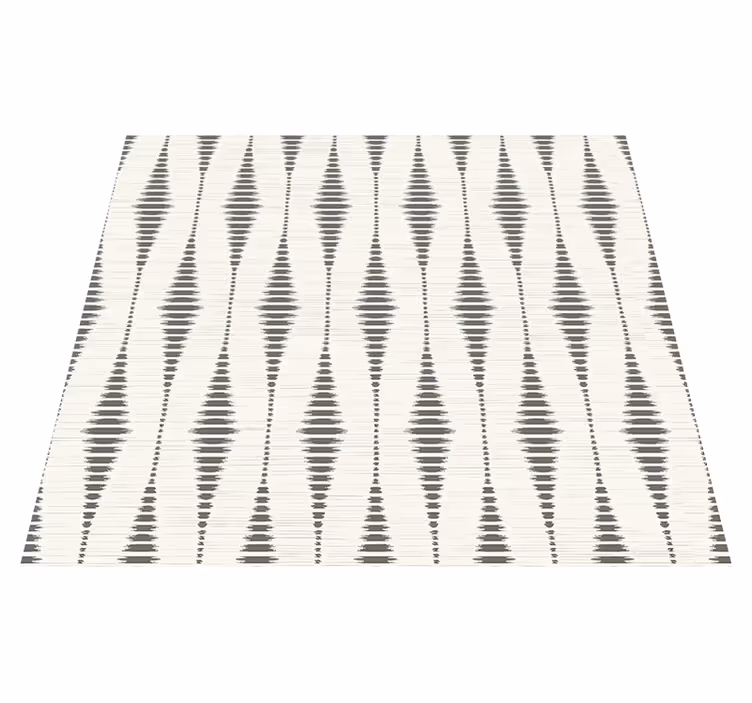 Alfombra vinílica geométrica rabaul ikat gris y beige - TenVinilo