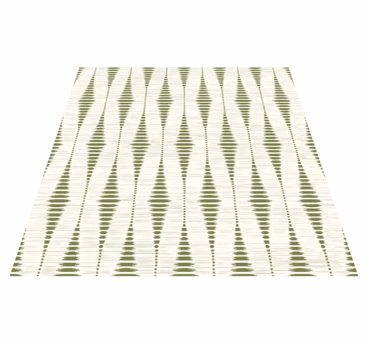 Alfombra vinílica geométrica verde musgo ikat - TenVinilo
