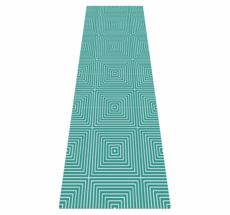 Alfombra vinílica geométrica patrón cuadrados verdes - TenVinilo