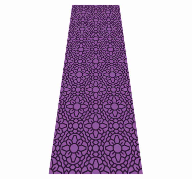 Alfombra vinílica geométrica flores moradas circulares - TenVinilo