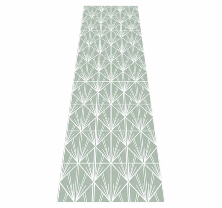 Alfombra vinílica geométrica arte moderno verde y blanco - TenVinilo