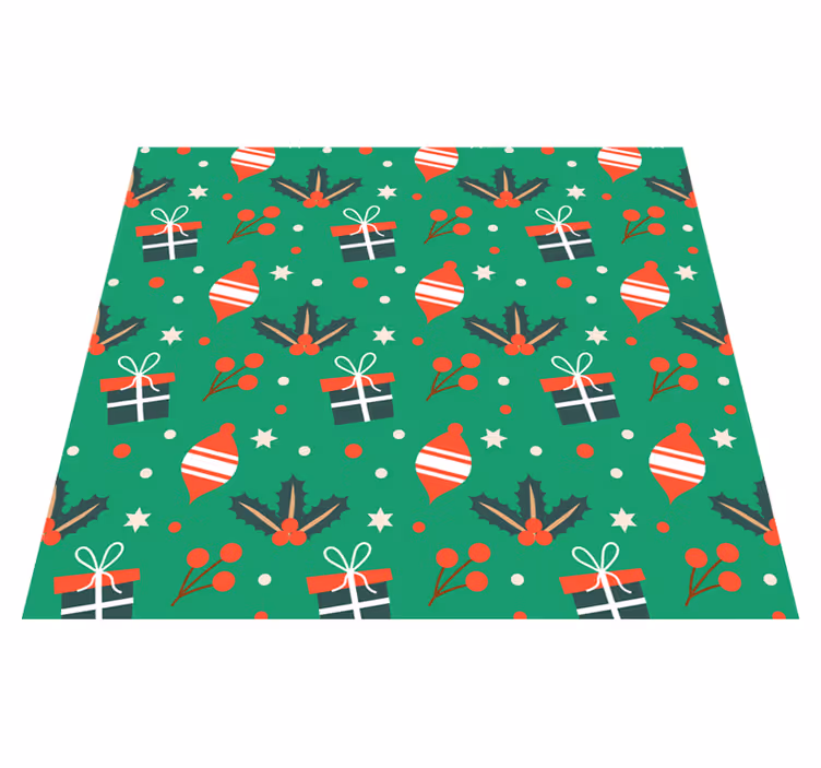 Alfombra vinílica navidad patrón de dulces verde - TenVinilo