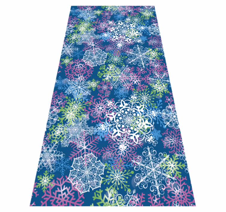 Alfombra vinílica navidad copos de nieve iluminados azul - TenVinilo