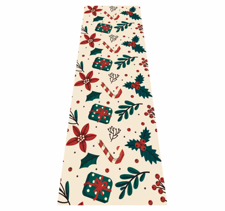 Alfombra vinílica navidad patrón vintage rojo y verde - TenVinilo