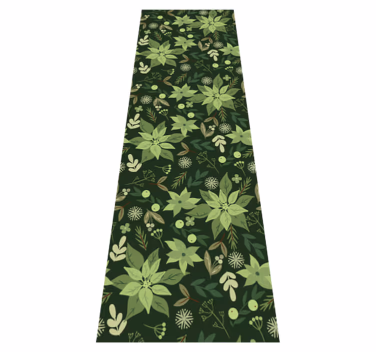 Alfombra vinílica navidad flores verdes decorativas - TenVinilo