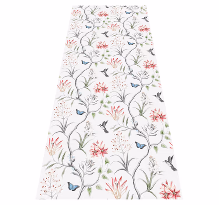 Alfombra vinílica dormitorio ramas de flores y mariposas - TenVinilo