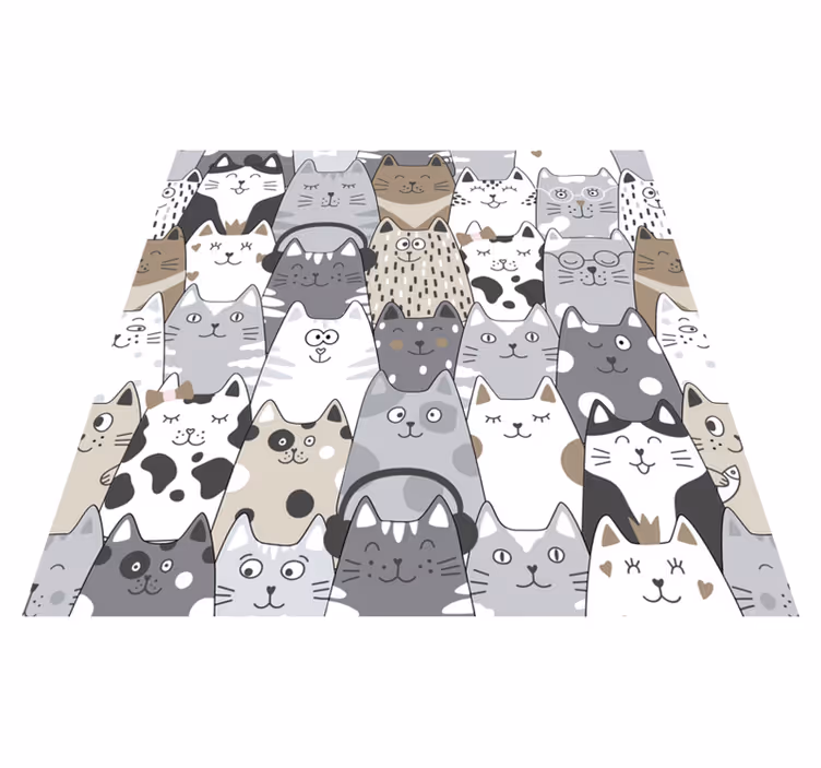 Alfombra vinílica dormitorio gatos de caricatura - TenVinilo
