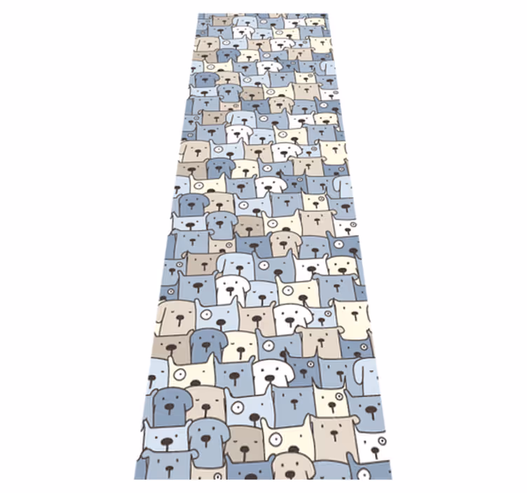 Alfombra vinílica dormitorio perros dibujados en gris - TenVinilo