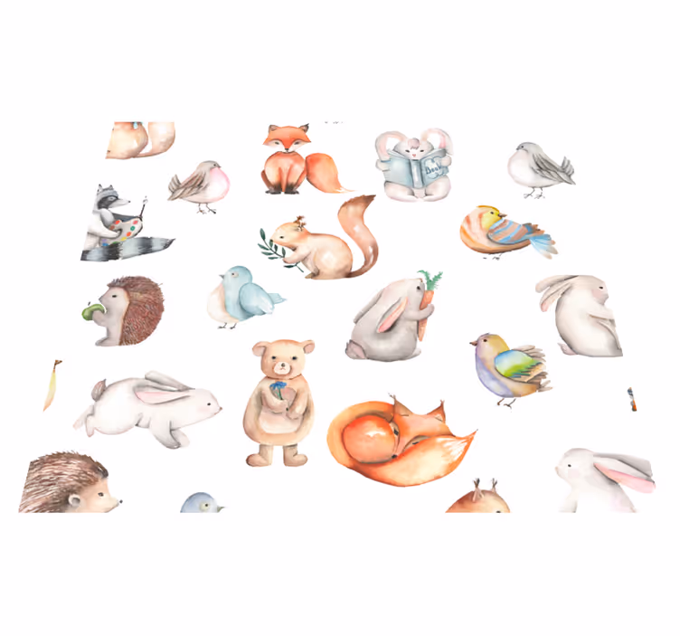 Alfombra vinílica infantil animales del bosque sencillos - TenVinilo