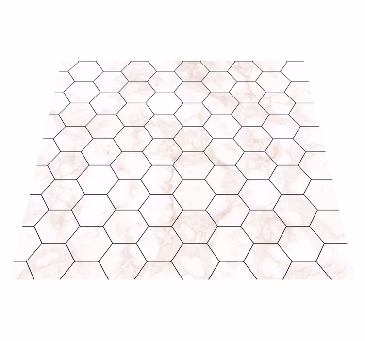 Alfombra vinílica dormitorio azulejos hexagonales mármol - TenVinilo