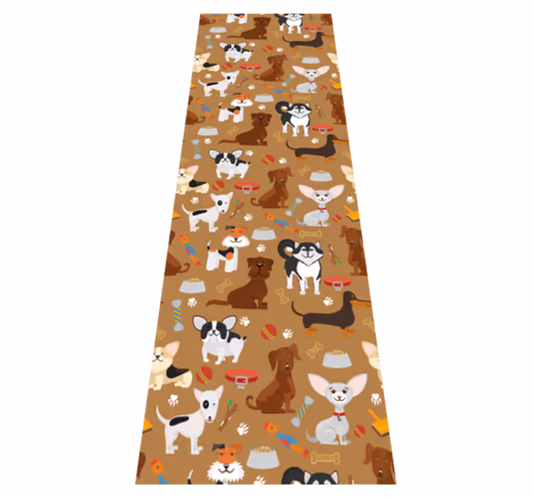 Alfombra vinílica dormitorio con patrón de perros adorables - TenVinilo