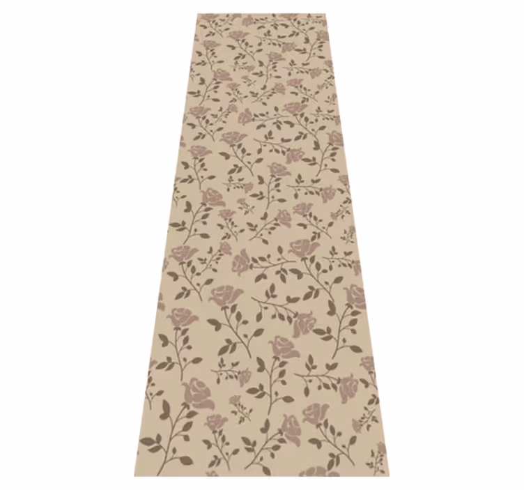 Alfombra vinílica dormitorio patrón rosa vintage marrón - TenVinilo