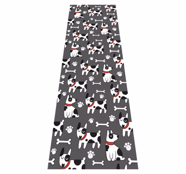 Alfombra vinílica dormitorio perro negro y blanco - TenVinilo