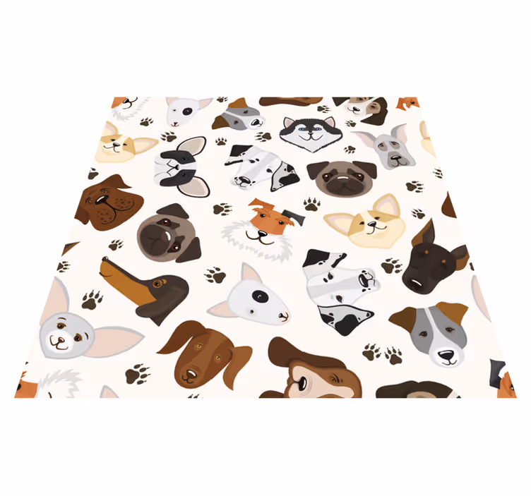 Alfombra vinílica dormitorio con diseño de perritos - TenVinilo