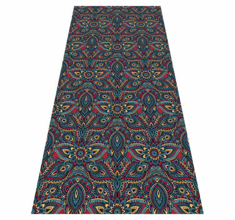 Alfombra vinílica dormitorio patrón indio rojo - TenVinilo