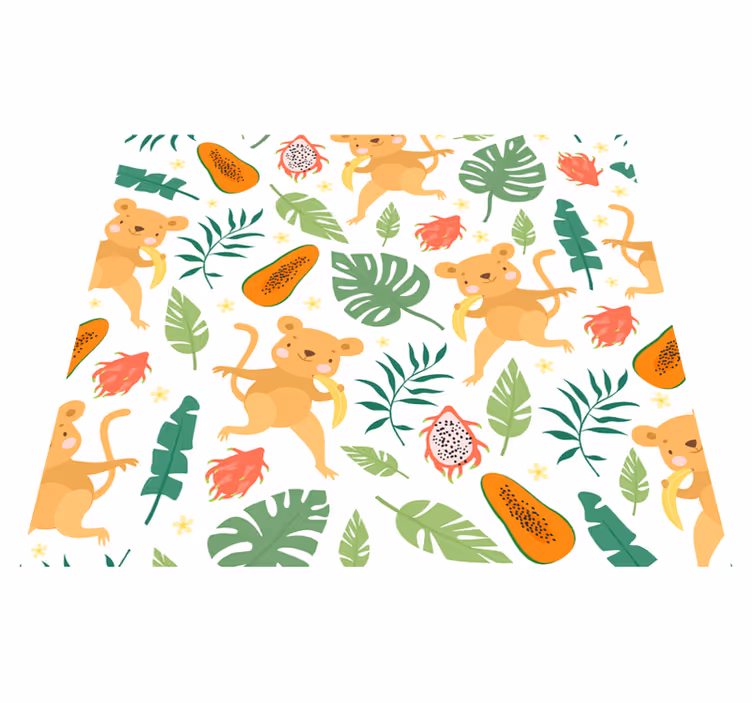 Alfombra vinílica dormitorio mono tropical en ramas - TenVinilo