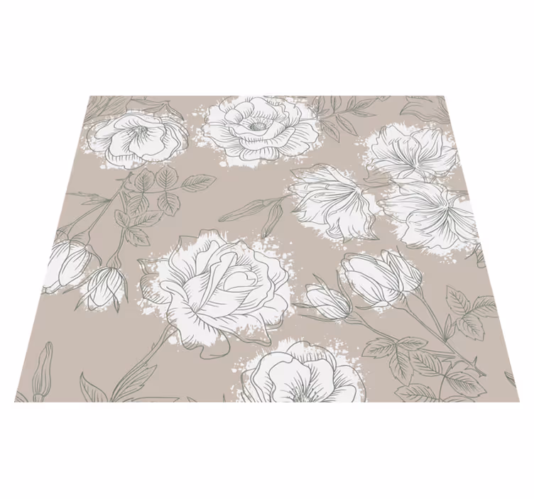 Alfombra vinílica dormitorio con peonías vintage - TenVinilo