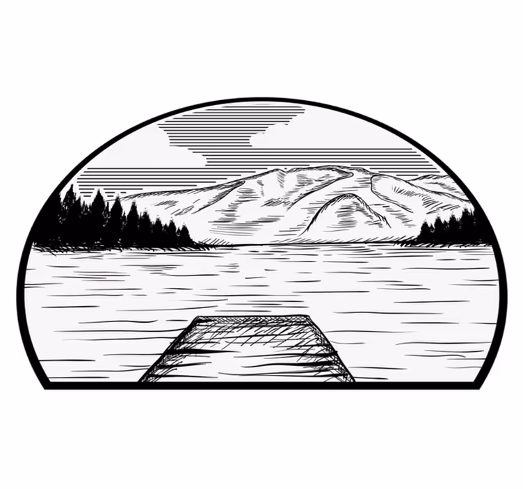 Alfombra vinílica naturaleza autocaravana lago pino - TenVinilo
