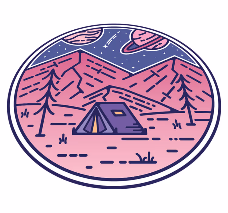 Alfombra vinílica naturaleza escena de aventura en camping - TenVinilo