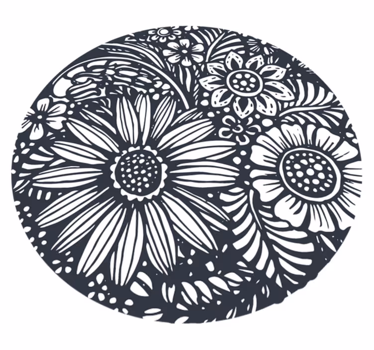 Alfombra vinílica naturaleza círculo de flores - TenVinilo