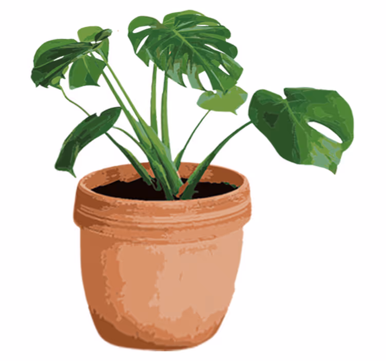 Alfombra vinílica flores maceta monstera sencilla - TenVinilo