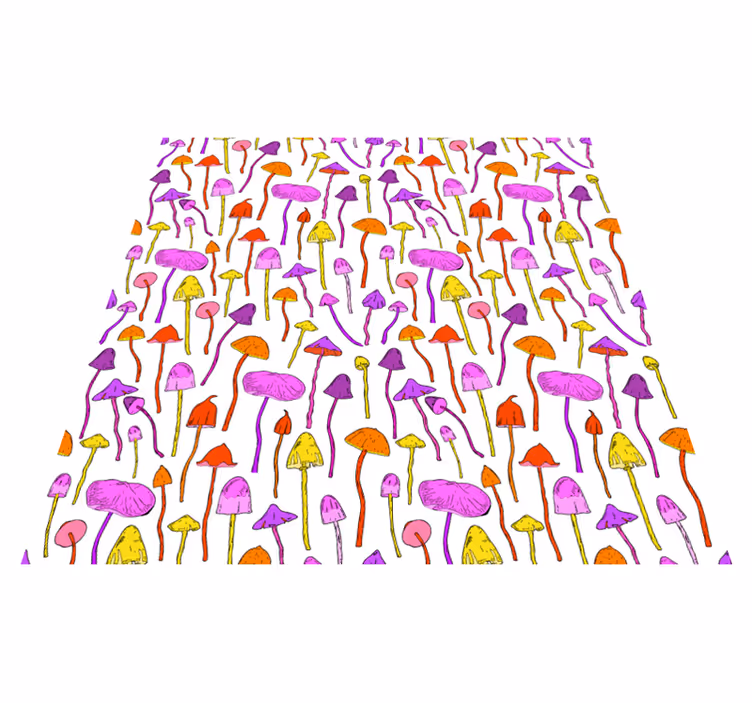 Alfombra vinílica flores patrón de setas alucinógenas - TenVinilo