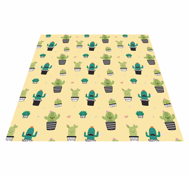Alfombra vinílica flores cactus estampado diseño - TenVinilo
