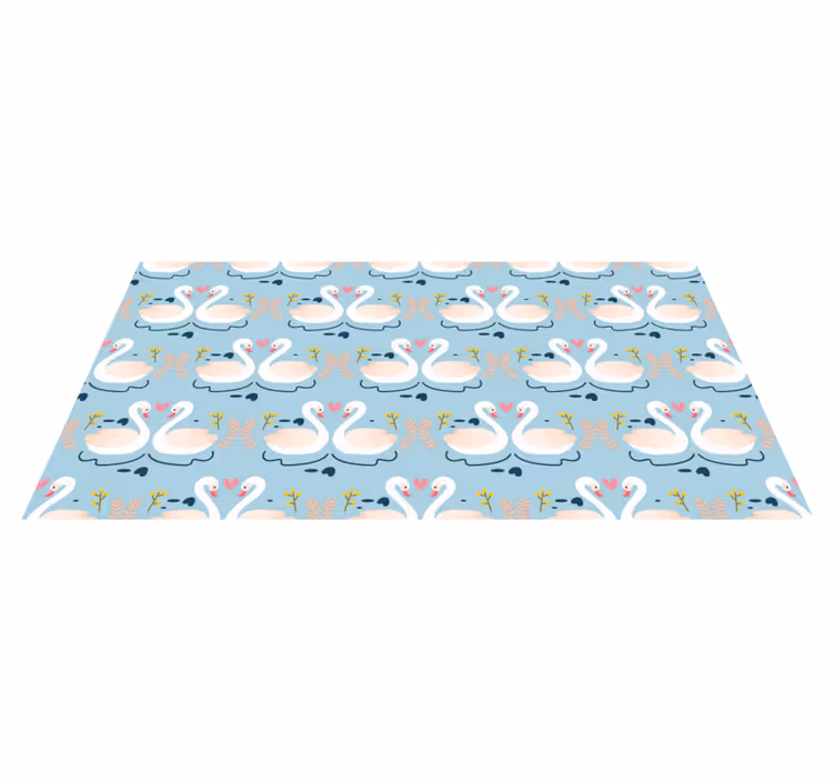 Alfombra vinílica flores patito en amor fondo azul - TenVinilo