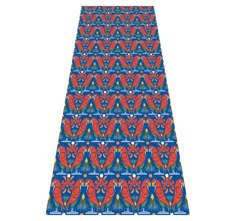 Alfombra vinílica dormitorio diseño floral fondo azul - TenVinilo