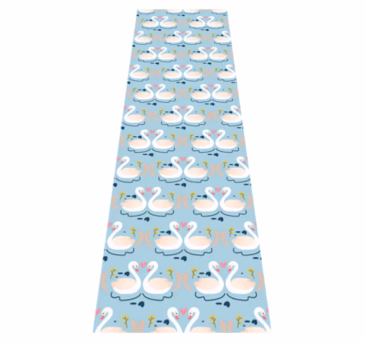 Alfombra vinílica dormitorio cisnes enamorados azul - TenVinilo