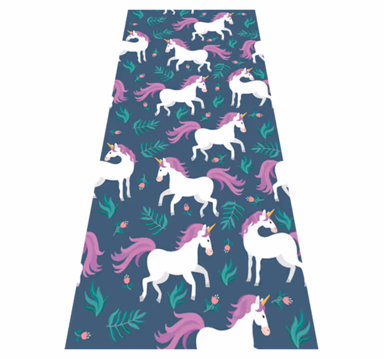 Alfombra vinílica dormitorio patrón de unicornio azul - TenVinilo