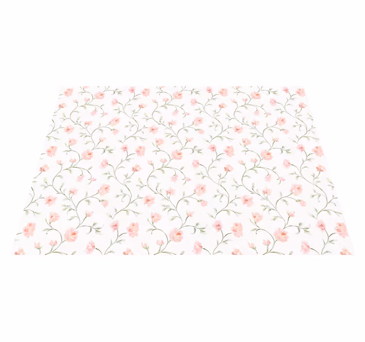 Alfombra vinílica dormitorio flor rosa botánica - TenVinilo
