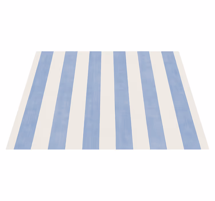 Alfombra vinílica dormitorio rayas azules y blancas - TenVinilo