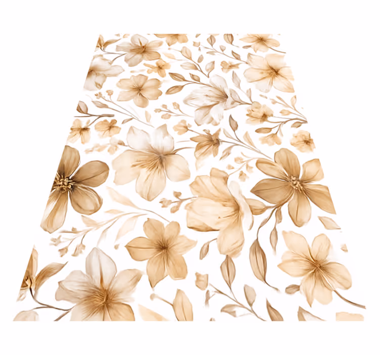 Alfombra vinílica dormitorio diseño floral realista - TenVinilo