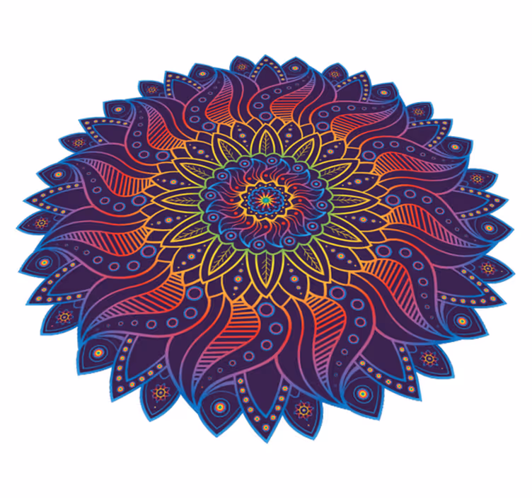 Alfombra vinílica geométrica mandala arcoíris - TenVinilo