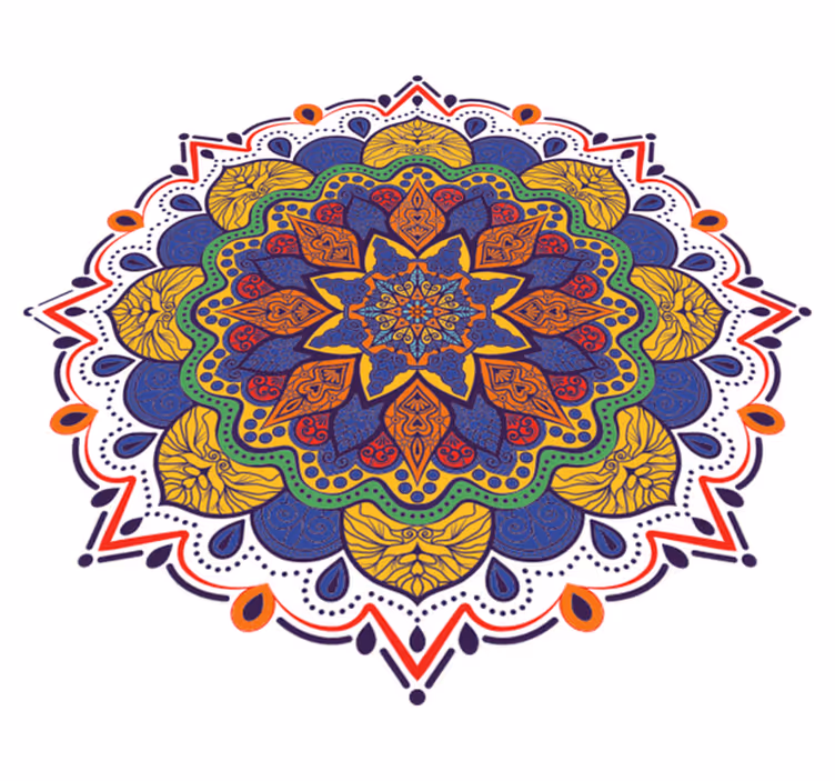 Alfombra vinílica geométrica mandala de flores coloridas - TenVinilo