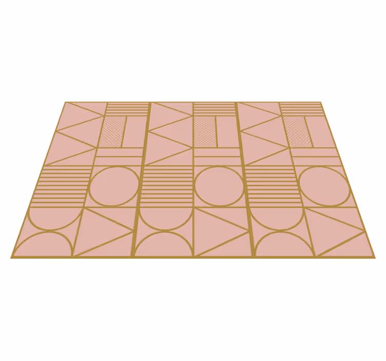 Alfombra vinílica geométrica bloques dorado y rosa - TenVinilo