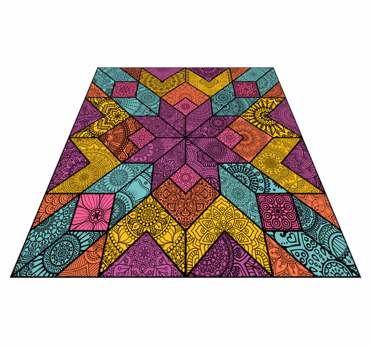 Alfombra vinílica geométrica elementos geométricos coloridos - TenVinilo