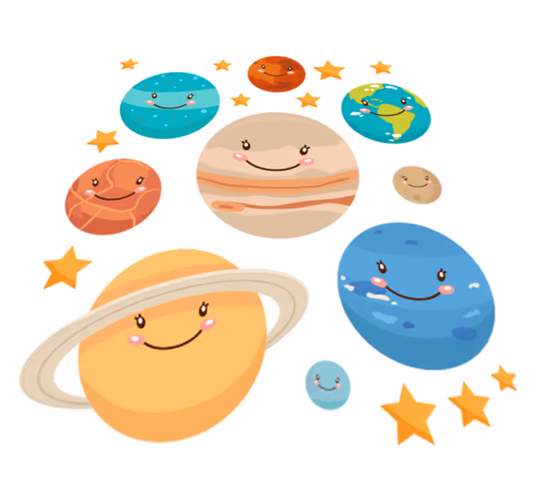 Alfombra vinílica infantil sticker planetas sistema solar - TenVinilo