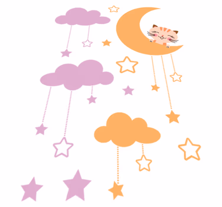 Alfombra vinílica infantil sticker luna gato - TenVinilo